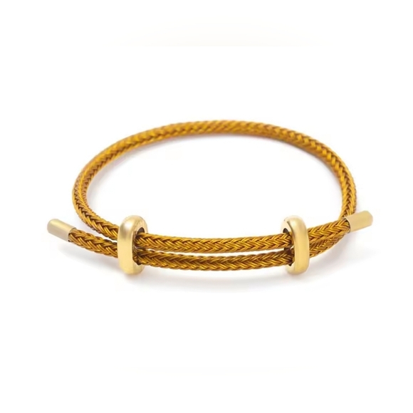 ✨ Brown  Braided Cable Bracelet with Gold-Tone Accents ✨ - Picture 1 of 1